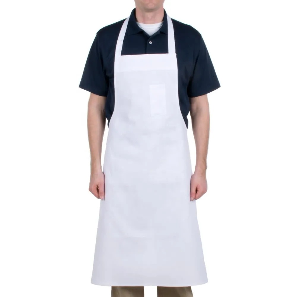 Classic Style Wholesale Bib Aprons Spun Polyester Bib Apron No Pocket Chef Work Adjustable Neck Bib Cooking Apron