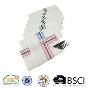 MJS 100% Spun Polyester Bistro Stripe Napkin Table Cloth Linen Napkins for Restaurant Hotel